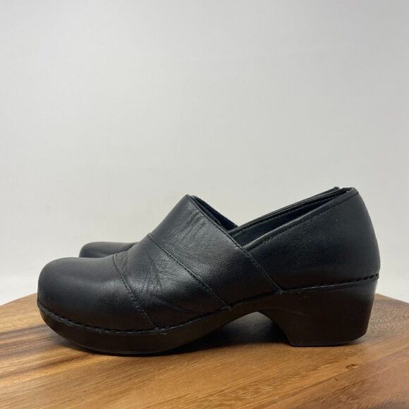 Dansko Women's Tenley Pump Size EU 38 Block Heel Slip On Shoe Black Leather - Picture 4 of 8